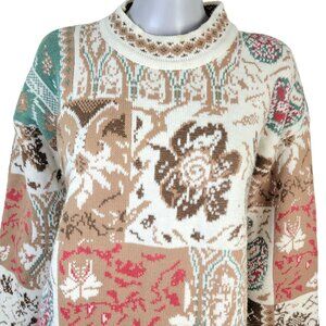 Sunbelt Vintage 90s Sweater Women Plus 1X Floral Paisley Knit Shirt Top 18 Fall